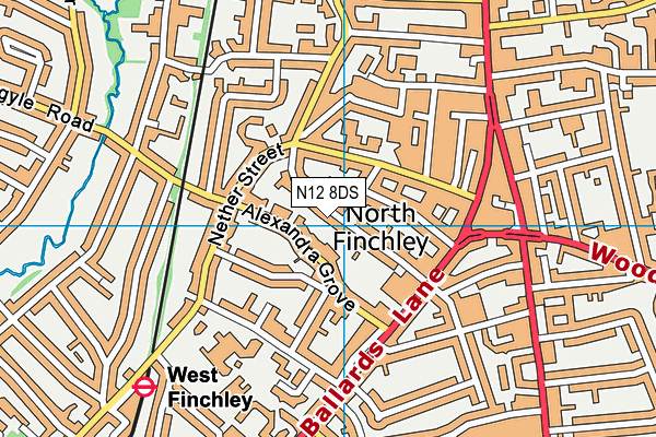 N12 8DS map - OS VectorMap District (Ordnance Survey)