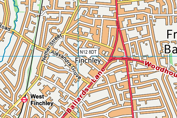 N12 8DT map - OS VectorMap District (Ordnance Survey)