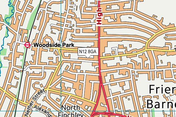 N12 8GA map - OS VectorMap District (Ordnance Survey)