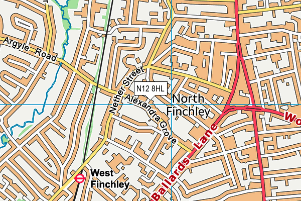 N12 8HL map - OS VectorMap District (Ordnance Survey)