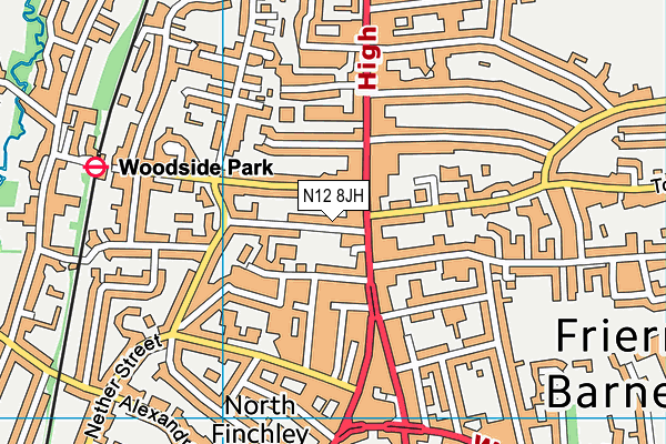 N12 8JH map - OS VectorMap District (Ordnance Survey)