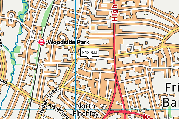 N12 8JJ map - OS VectorMap District (Ordnance Survey)