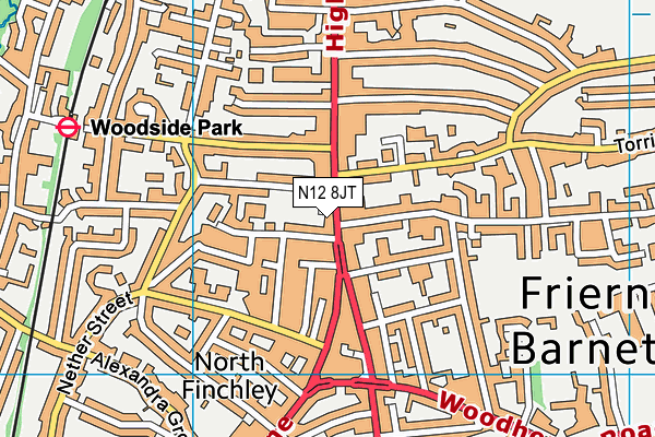 N12 8JT map - OS VectorMap District (Ordnance Survey) N12 8JT map - OS VectorMap District (Ordnance Survey)