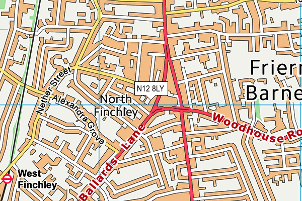 N12 8LY map - OS VectorMap District (Ordnance Survey) N12 8LY map - OS VectorMap District (Ordnance Survey)