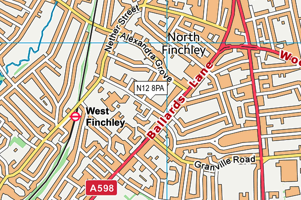 N12 8PA map - OS VectorMap District (Ordnance Survey)