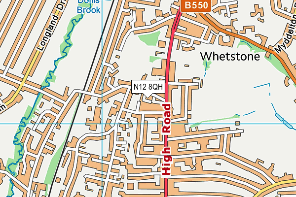 N12 8QH map - OS VectorMap District (Ordnance Survey)