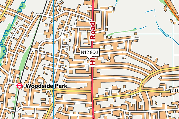 N12 8QJ map - OS VectorMap District (Ordnance Survey)