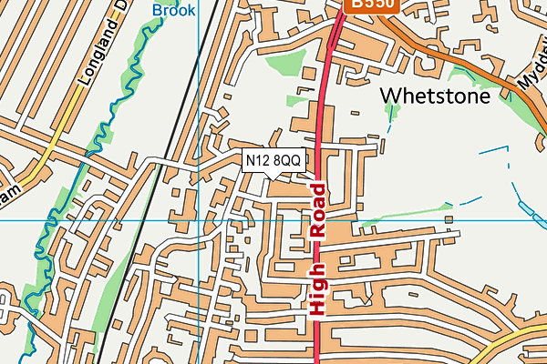 N12 8QQ map - OS VectorMap District (Ordnance Survey)