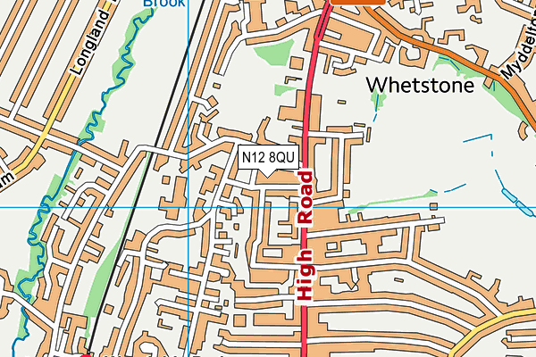 N12 8QU map - OS VectorMap District (Ordnance Survey)