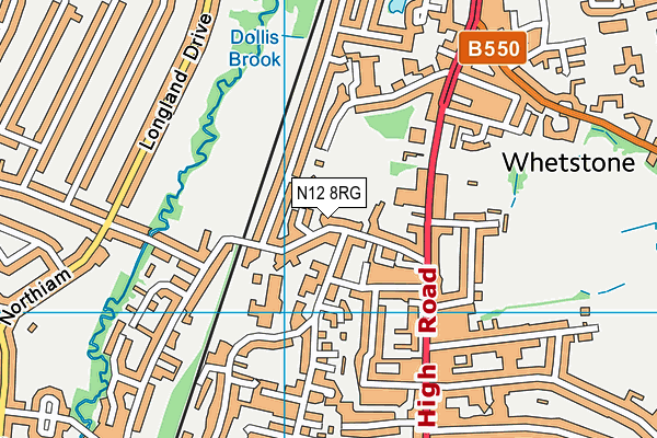 N12 8RG map - OS VectorMap District (Ordnance Survey)
