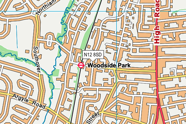 N12 8SD map - OS VectorMap District (Ordnance Survey)