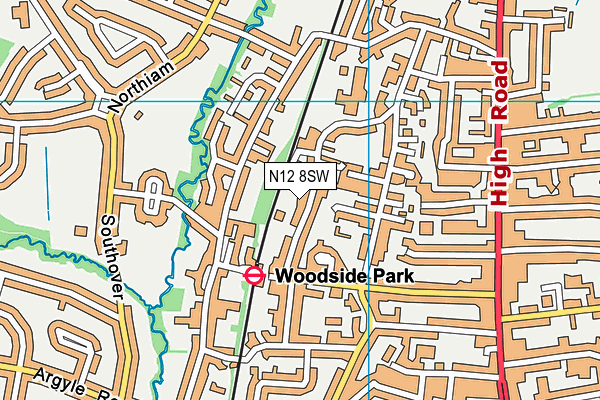 N12 8SW map - OS VectorMap District (Ordnance Survey)