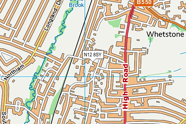 N12 8SY map - OS VectorMap District (Ordnance Survey)