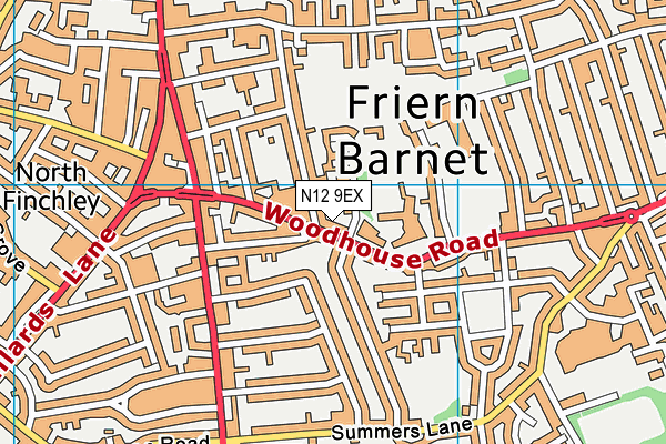 N12 9EX map - OS VectorMap District (Ordnance Survey)