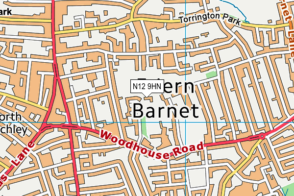 N12 9HN map - OS VectorMap District (Ordnance Survey)
