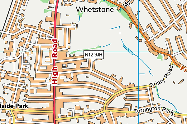 N12 9JH map - OS VectorMap District (Ordnance Survey)