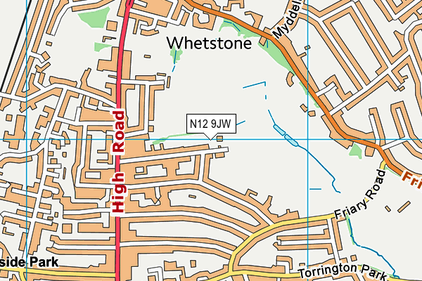 N12 9JW map - OS VectorMap District (Ordnance Survey) N12 9JW map - OS VectorMap District (Ordnance Survey)