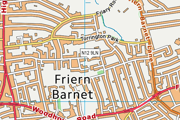 N12 9LN map - OS VectorMap District (Ordnance Survey)