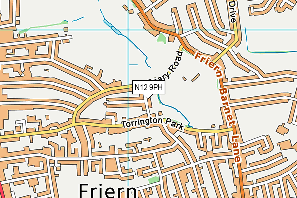 N12 9PH map - OS VectorMap District (Ordnance Survey)