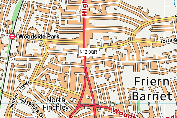 N12 9QR map - OS VectorMap District (Ordnance Survey) N12 9QR map - OS VectorMap District (Ordnance Survey)