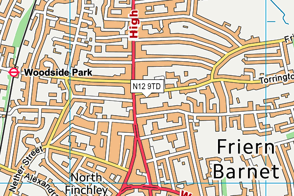 N12 9TD map - OS VectorMap District (Ordnance Survey) N12 9TD map - OS VectorMap District (Ordnance Survey)