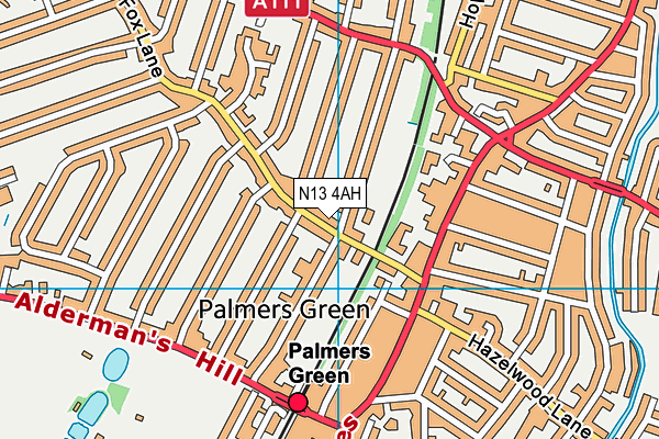 N13 4AH map - OS VectorMap District (Ordnance Survey)