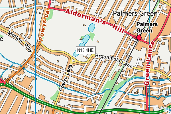 N13 4HE map - OS VectorMap District (Ordnance Survey) N13 4HE map - OS VectorMap District (Ordnance Survey)