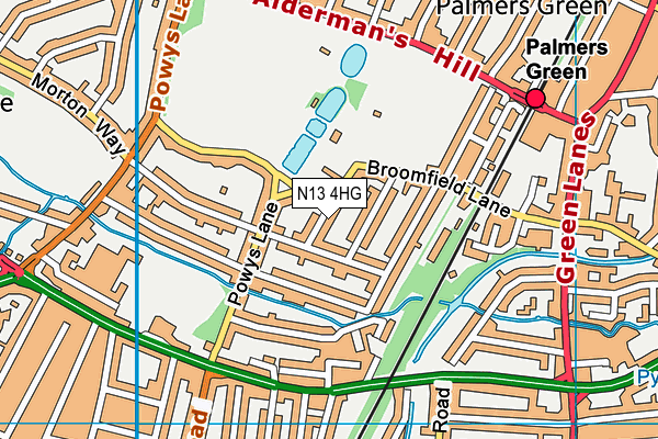 N13 4HG map - OS VectorMap District (Ordnance Survey) N13 4HG map - OS VectorMap District (Ordnance Survey)