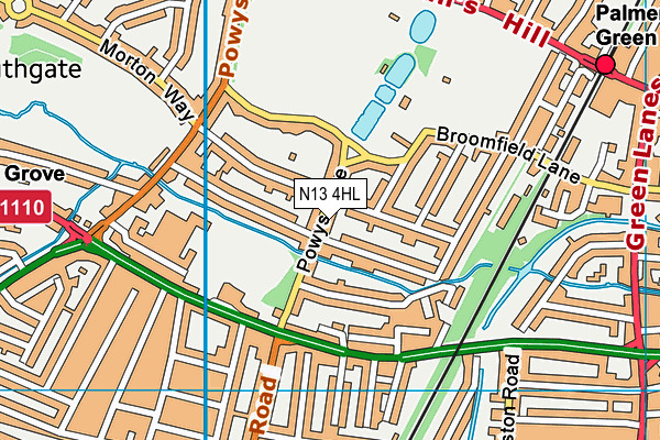N13 4HL map - OS VectorMap District (Ordnance Survey)
