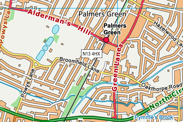 N13 4HX map - OS VectorMap District (Ordnance Survey)