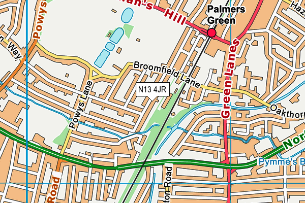 N13 4JR map - OS VectorMap District (Ordnance Survey)
