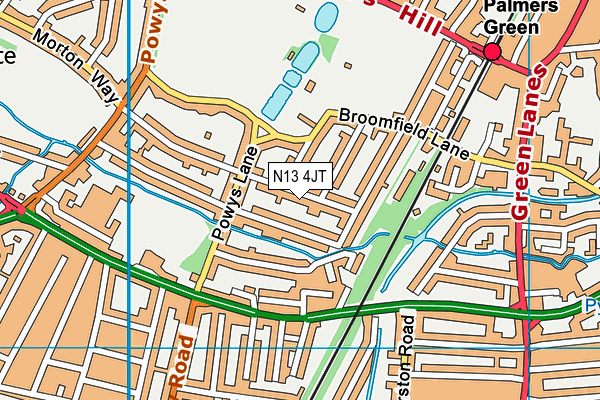 N13 4JT map - OS VectorMap District (Ordnance Survey) N13 4JT map - OS VectorMap District (Ordnance Survey)
