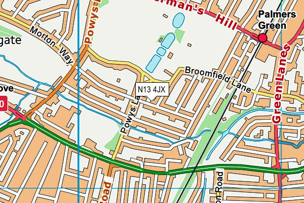 N13 4JX map - OS VectorMap District (Ordnance Survey) N13 4JX map - OS VectorMap District (Ordnance Survey)