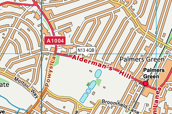 N13 4QB map - OS VectorMap District (Ordnance Survey)