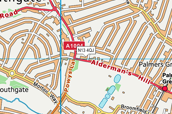 N13 4QJ map - OS VectorMap District (Ordnance Survey)