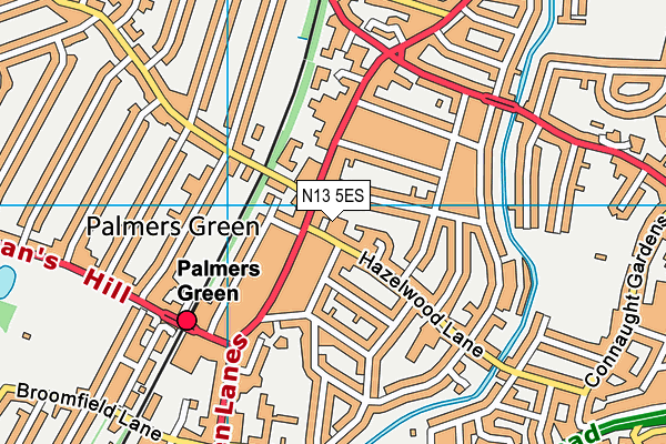 N13 5ES map - OS VectorMap District (Ordnance Survey)