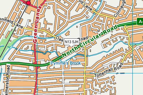 N13 5JH map - OS VectorMap District (Ordnance Survey)