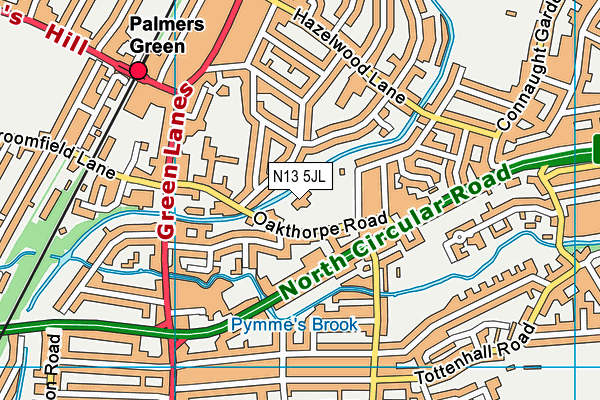 N13 5JL map - OS VectorMap District (Ordnance Survey) N13 5JL map - OS VectorMap District (Ordnance Survey)