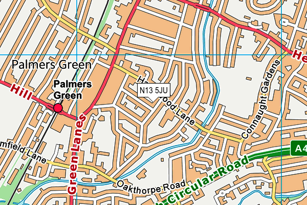 N13 5JU map - OS VectorMap District (Ordnance Survey) N13 5JU map - OS VectorMap District (Ordnance Survey)