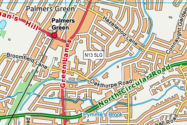 N13 5LG map - OS VectorMap District (Ordnance Survey)