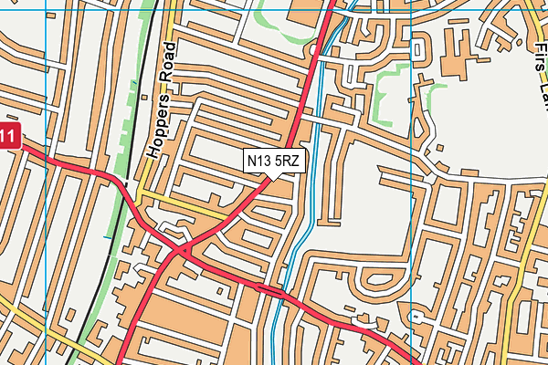 N13 5RZ map - OS VectorMap District (Ordnance Survey) N13 5RZ map - OS VectorMap District (Ordnance Survey)