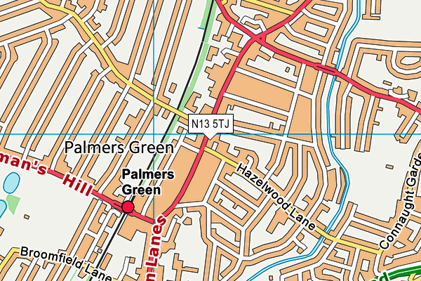 N13 5TJ map - OS VectorMap District (Ordnance Survey)
