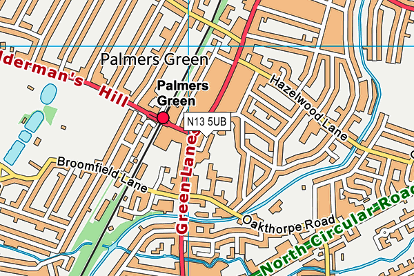 N13 5UB map - OS VectorMap District (Ordnance Survey) N13 5UB map - OS VectorMap District (Ordnance Survey)