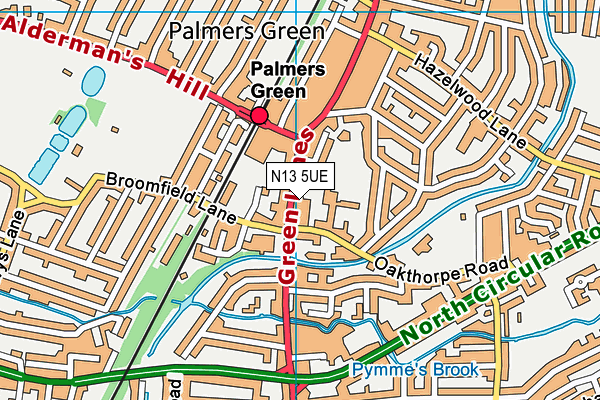N13 5UE map - OS VectorMap District (Ordnance Survey) N13 5UE map - OS VectorMap District (Ordnance Survey)
