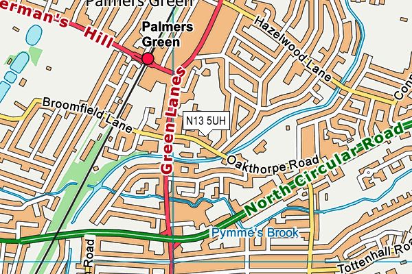 N13 5UH map - OS VectorMap District (Ordnance Survey) N13 5UH map - OS VectorMap District (Ordnance Survey)