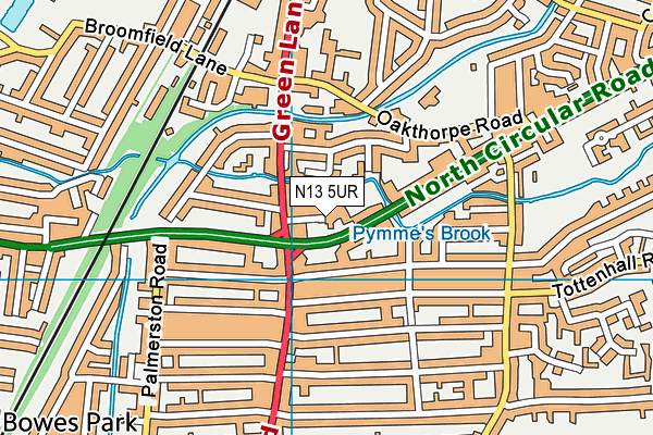 N13 5UR map - OS VectorMap District (Ordnance Survey) N13 5UR map - OS VectorMap District (Ordnance Survey)