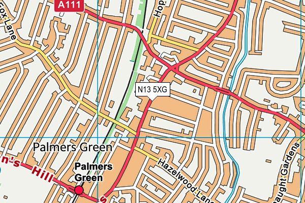 N13 5XG map - OS VectorMap District (Ordnance Survey) N13 5XG map - OS VectorMap District (Ordnance Survey)