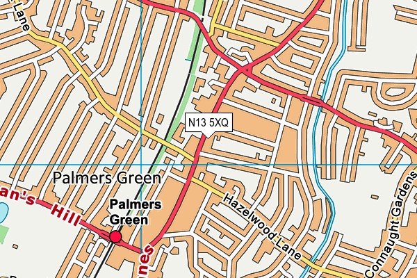 N13 5XQ map - OS VectorMap District (Ordnance Survey)