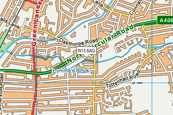 N13 6AQ map - OS VectorMap District (Ordnance Survey) N13 6AQ map - OS VectorMap District (Ordnance Survey)