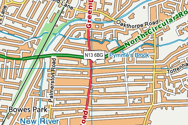 N13 6BG map - OS VectorMap District (Ordnance Survey)